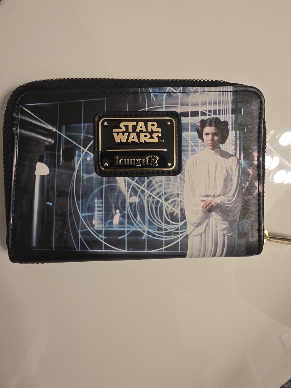 Loungefly Star Wars Princess Leia Zip Wallet in Black, White & Blue